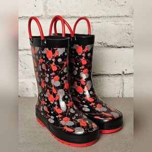 Kids Black and Red Rain Boots